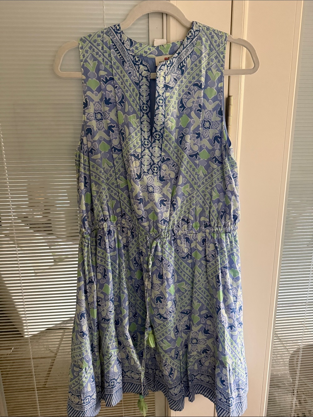 Vineyard Vines Blue and Light Green Floral Mini Dress
